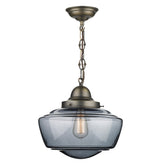 David Hunt Lighting Stowe Pendant Ant Brass Smoke Glass STO0110